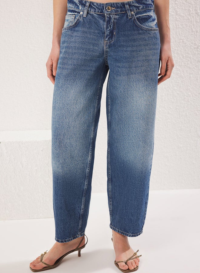 trendyol Blue Normal Waist Barrel Baggy Jeans - Image 3