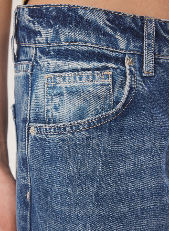 trendyol Blue Normal Waist Barrel Baggy Jeans - Image 4