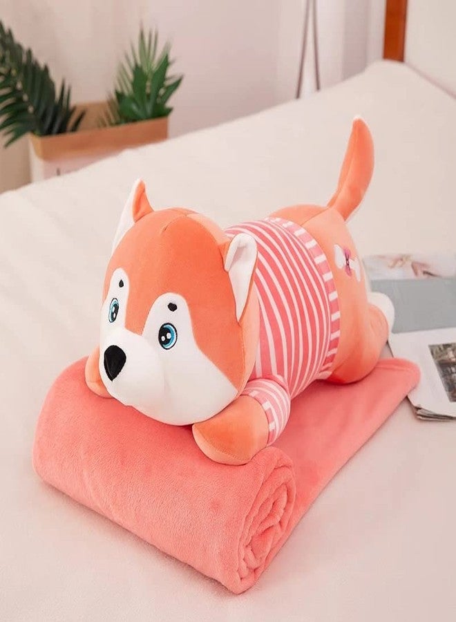 Tickles Cute Super Soft Husky Dog Pillow Stuffed Plush Animal Toy for Kids Birthday Gift Room (Color: Pink Size: 40 cm) - Image 2