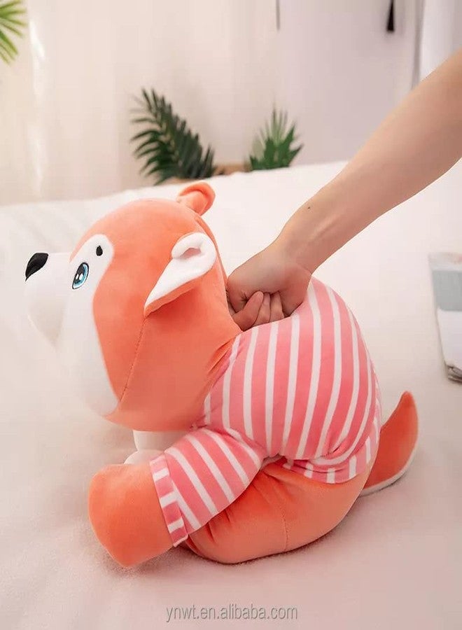 Tickles Cute Super Soft Husky Dog Pillow Stuffed Plush Animal Toy for Kids Birthday Gift Room (Color: Pink Size: 40 cm) - Image 1