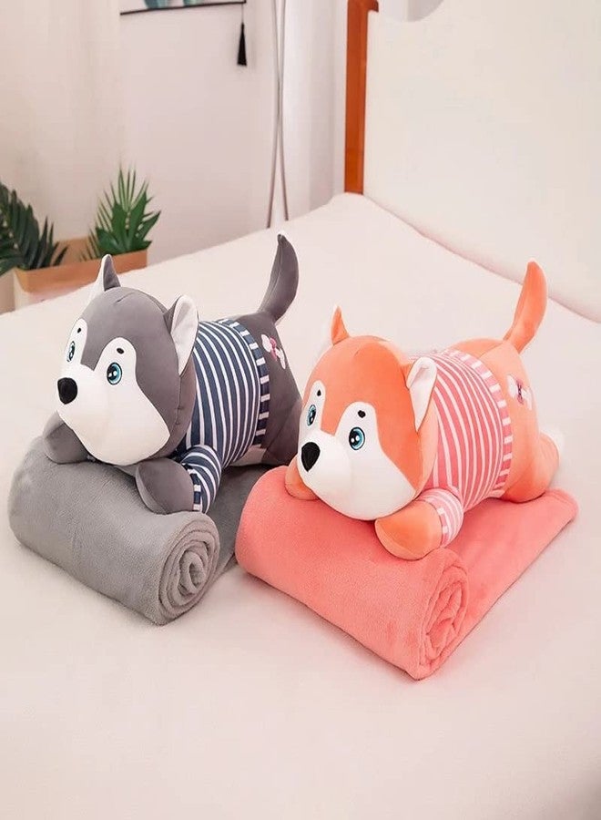 Tickles Cute Super Soft Husky Dog Pillow Stuffed Plush Animal Toy for Kids Birthday Gift Room (Color: Pink Size: 40 cm) - Image 4