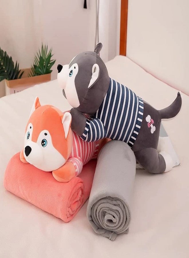 Tickles Cute Super Soft Husky Dog Pillow Stuffed Plush Animal Toy for Kids Birthday Gift Room (Color: Pink Size: 40 cm) - Image 5