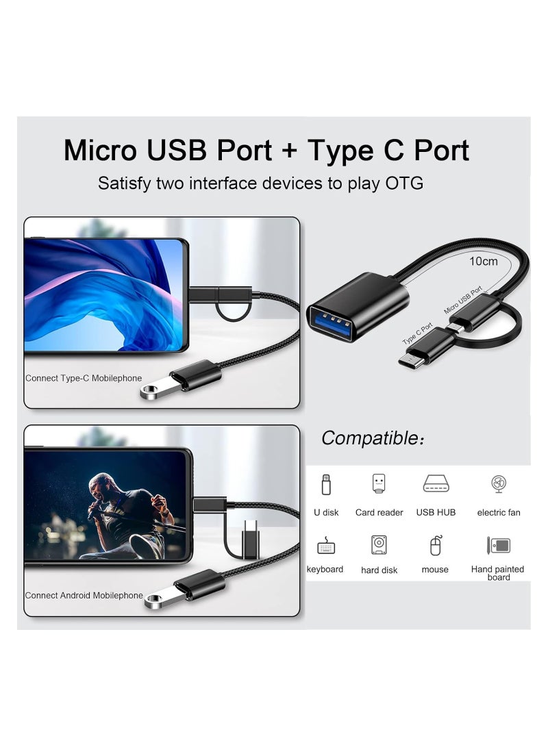 ELTRAZONE 2-in-1 USB C/Micro to USB Adapter, USB C to USB, OTG Adapter Cable, USB C to A Male to Female Adapter, Compatible with MacBook 2019 2018 2017, Android Samsung Galaxy - Image 3