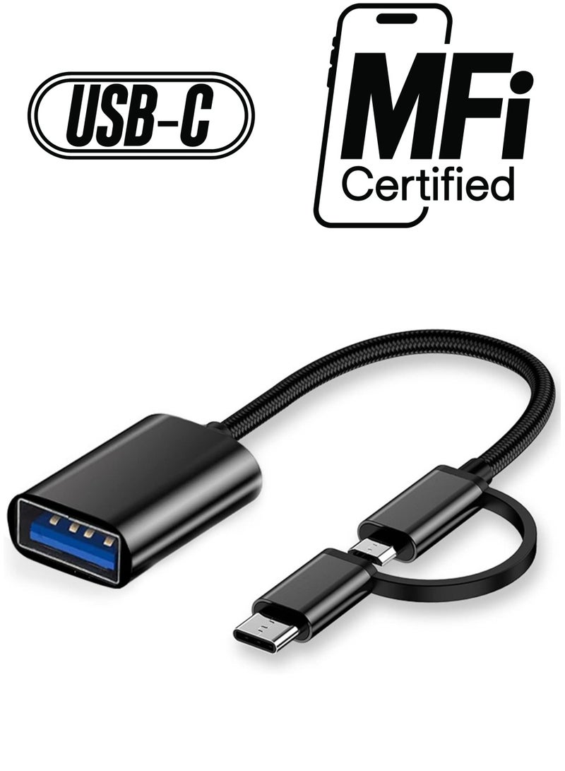 ELTRAZONE 2-in-1 USB C/Micro to USB Adapter, USB C to USB, OTG Adapter Cable, USB C to A Male to Female Adapter, Compatible with MacBook 2019 2018 2017, Android Samsung Galaxy - Image 1