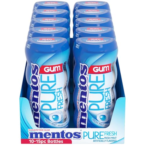 Mentos علكة منتوس بيور فريش خالية من السكر بنكهة النعناع الطازج 15 قطعة زجاجة عبوة كبيرة من 10 - Image 5