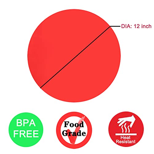 KongNai Silicone Microwave Mat 12 Inch, Non Stick Turntable Safe Baking Mat for Kitchen, Multi-Purpose Heat Resistant Oven Mat 2 Pack, BPA Free Microwave Splatter Cover (Red)  - Image 2