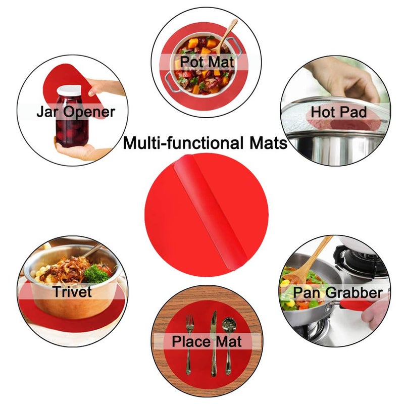 KongNai Silicone Microwave Mat 12 Inch, Non Stick Turntable Safe Baking Mat for Kitchen, Multi-Purpose Heat Resistant Oven Mat 2 Pack, BPA Free Microwave Splatter Cover (Red)  - Image 3