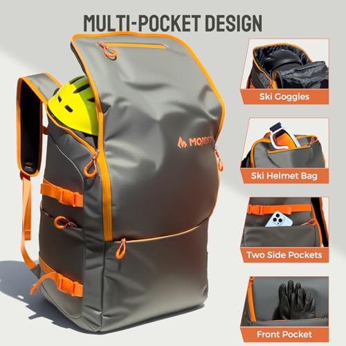 Mojest 55L Ski Boot Bag Backpack, 6 Pockets, Ergonomic Design, Waterproof Ski Snowboard Boot Bags, Stores Gear Including Jacket, Helmet, Goggles, Gloves & Accessories, Suitable for Downhill Skiing - Image 2