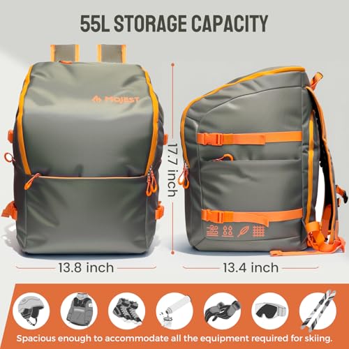 Mojest 55L Ski Boot Bag Backpack, 6 Pockets, Ergonomic Design, Waterproof Ski Snowboard Boot Bags, Stores Gear Including Jacket, Helmet, Goggles, Gloves & Accessories, Suitable for Downhill Skiing - Image 5