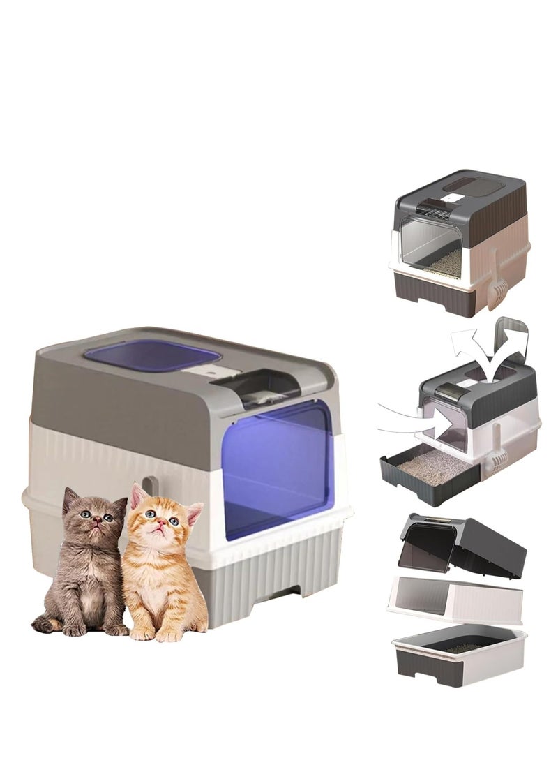 0TO1 TECH Cat Litter Box, Portable Foldable Cat Litter Box with UV,Drawer Type Enclosed Kitty Litter Box,Kitty Litter Box with Cat Litter Scoop  - Image 1