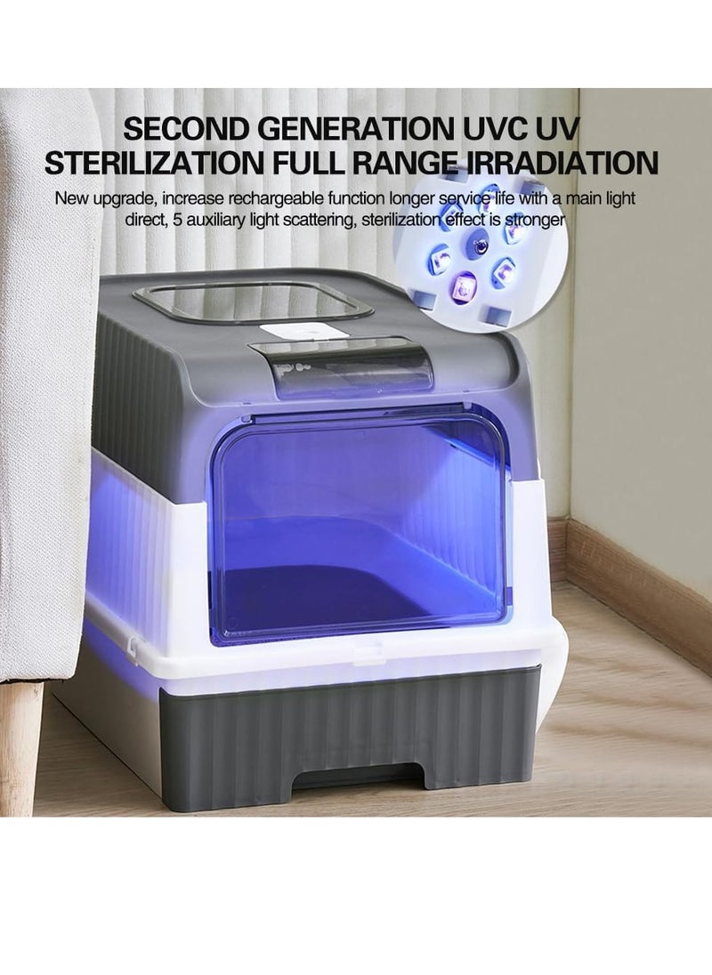 0TO1 TECH Cat Litter Box, Portable Foldable Cat Litter Box with UV,Drawer Type Enclosed Kitty Litter Box,Kitty Litter Box with Cat Litter Scoop  - Image 5