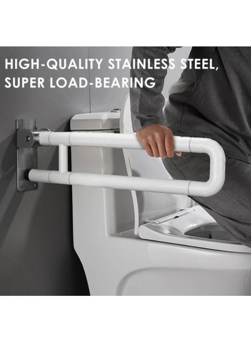 Foldable Bathroom Grab Bar for Seniors and Individuals Needing Support - Stainless Steel Safety Rail with Anti-Slip Grip Wall Mounted Handrail - Image 4