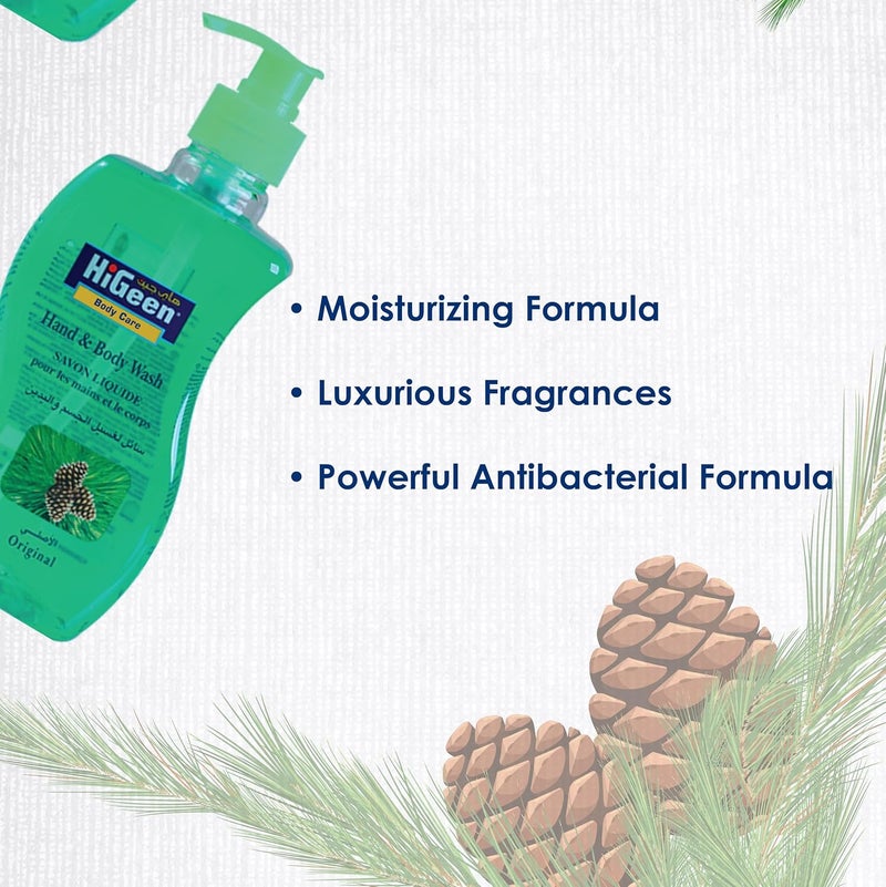 HiGeen Antiseptic Hand & Body Wash With Pump Wavy (Original Pine) 500 ml Twin Pack - Image 3