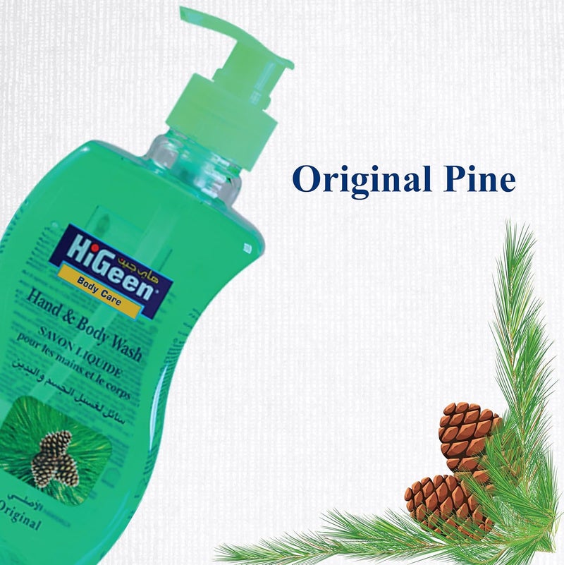 HiGeen Antiseptic Hand & Body Wash With Pump Wavy (Original Pine) 500 ml Twin Pack - Image 2
