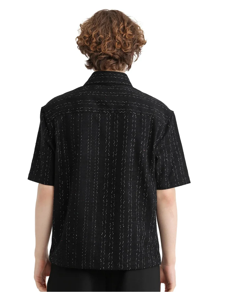 Rare Rabbit Men's Stripe Print Regular Fit Shirt
