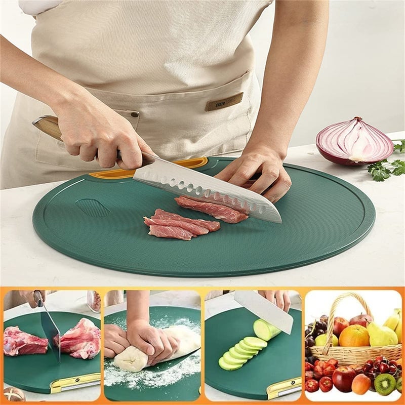 Dhruheer Kitchen Plastic Round Circle DoubleSided Chopping BoardCutting BoardServing Board Plate for Pizza Vegetables Fruits and Cheese Natural Plastic 165 x 125 x 26 cm Made in India - Image 2