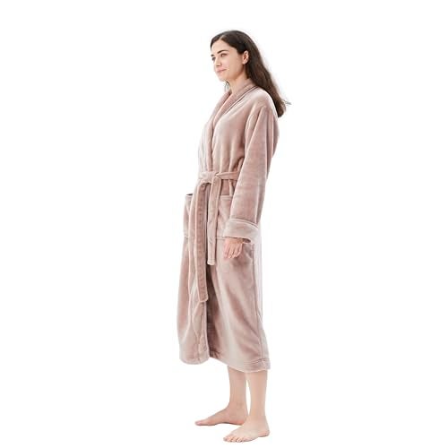 COOVA Premium Robe for Women – Plush Soft Robe, Fluffy, Warm, Long Fleece Bathrobe,Medium Taupe - Image 2