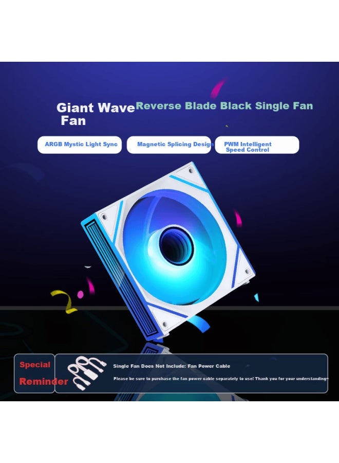 Sama Giant Wave Magnetic Building Block Fan White 12cm Case Fan Wireless Splicing Argb Infinite Mirror 28mm Thickness Pwm Temperature Control Pbt Fan Blades 8 Shock Absorbing Pads - Image 1