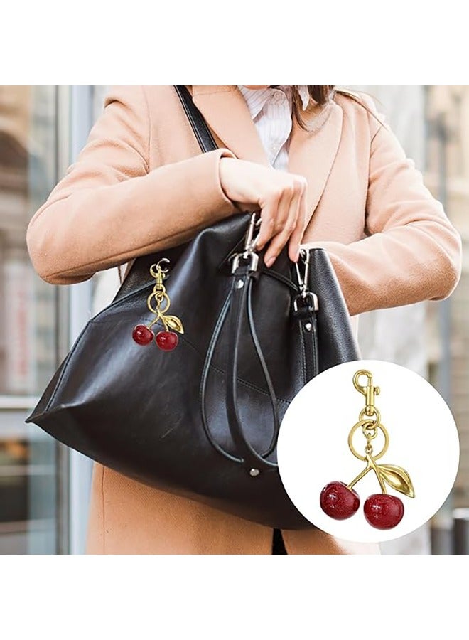 Flushrenic Cherry Keychain,Glitter Cherry Bag Charm with Key Ring and Clip,Sparkling Resin & Metal Accessory for Purses and Bags,Mothers Day Birthday Ideas - Image 4