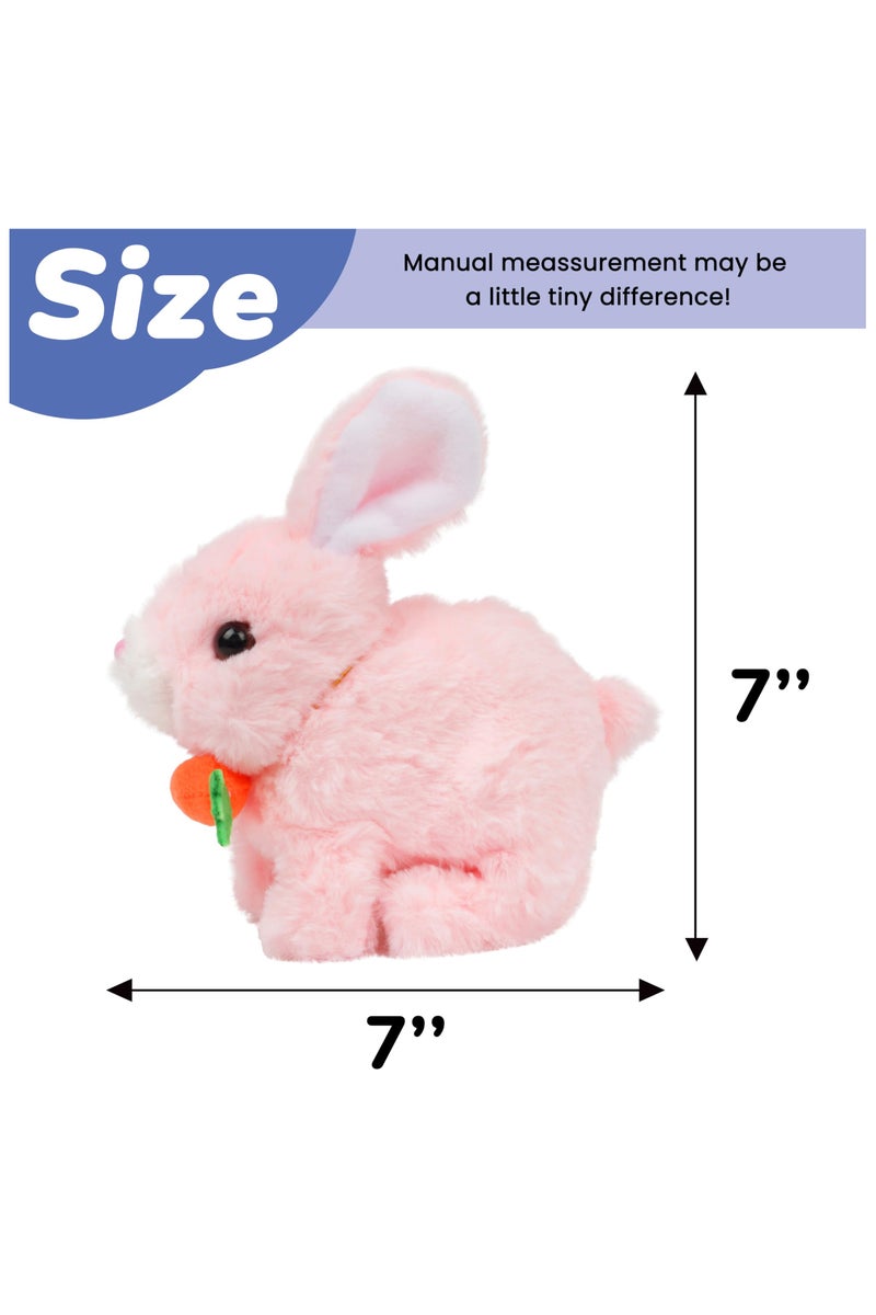 Interactive Hopping Bunny Toy – Plush Walking Rabbit with Sounds & Wiggle Ears, Carrot Accessory, 7-Inch Electronic Pet Gift for Kids - Image 2
