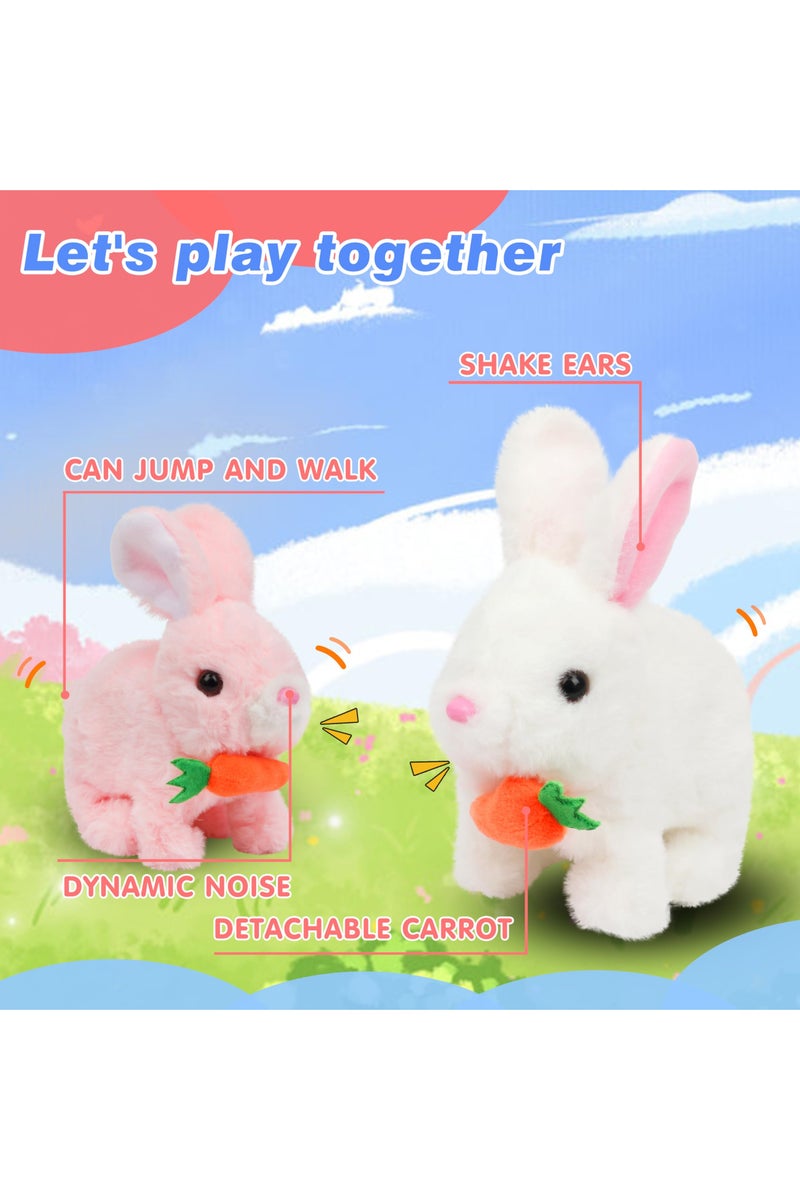 Interactive Hopping Bunny Toy – Plush Walking Rabbit with Sounds & Wiggle Ears, Carrot Accessory, 7-Inch Electronic Pet Gift for Kids - Image 3