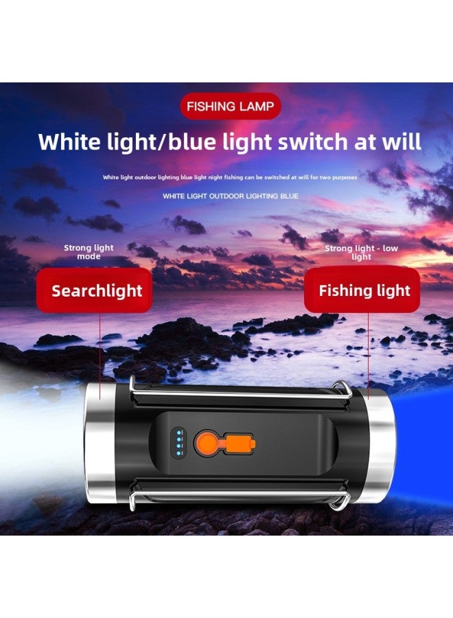 Fishing Lamp Water Drift Super Bright Strong Light Xenon High Power Waterproof Blue Light White Light Flashlight Wild Table Fishing Night Fishing Lamp-Color:White And Blue Double-headed Fishing Lamp + Fishing Box Bracket - Image 5