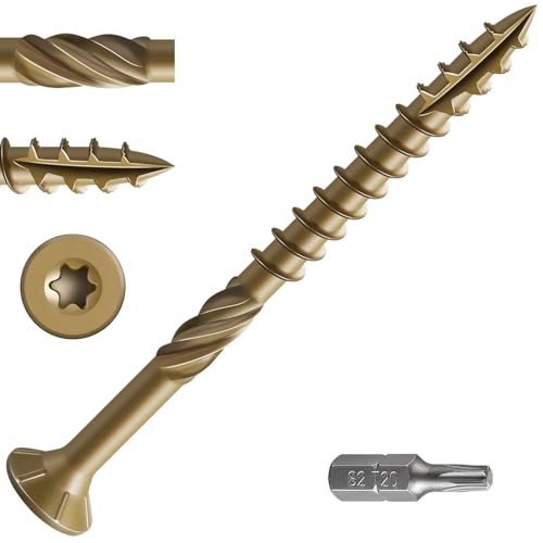 Wensilon #10 * 3" Deck Screws, (137pcs) 2 lbs.Exterior Wood Screws, Rust Resistant epoxy Coated, Bronze, T25 Star Bit - Image 1