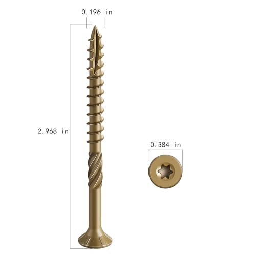 Wensilon #10 * 3" Deck Screws, (137pcs) 2 lbs.Exterior Wood Screws, Rust Resistant epoxy Coated, Bronze, T25 Star Bit - Image 2