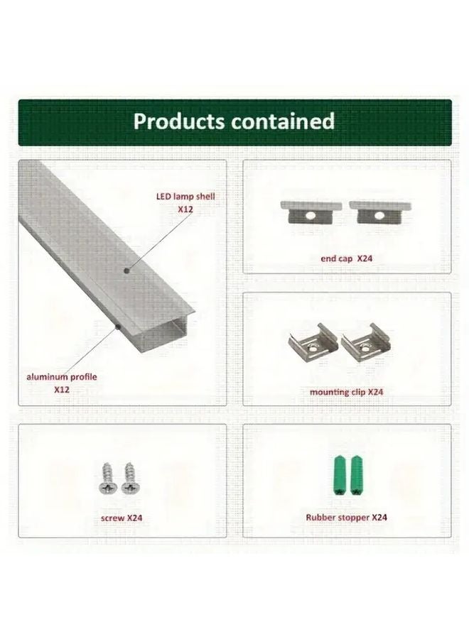 12 Pack Black Aluminum U Shape LED Strip Light Channel With Diffuser Cover - Image 3