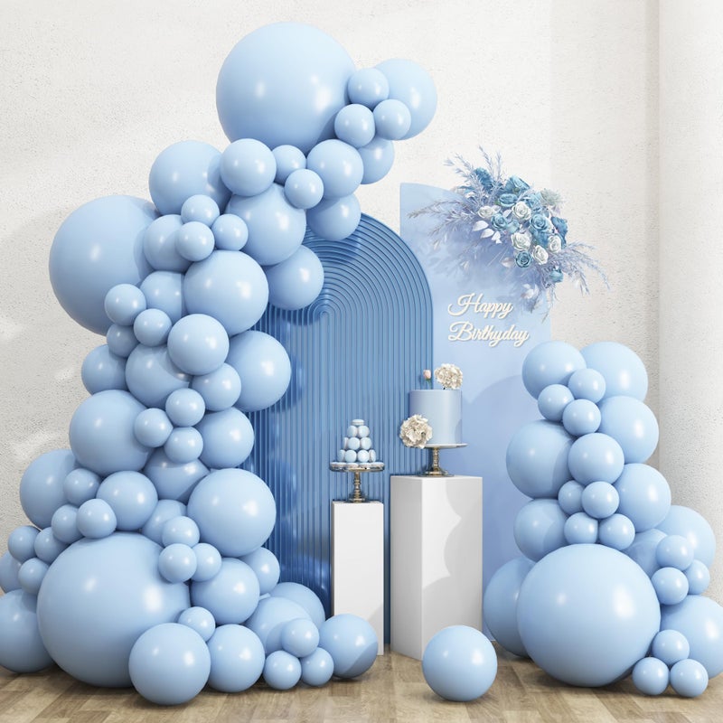 RUBFAC 135pcs Light Baby Blue Balloons Different Sizes 18 12 10 5 Inch for Garland Arch Latex Pastel Blue Balloon for Baby Shower Gender Reveal Birthday Party Wedding Decorations - Image 2