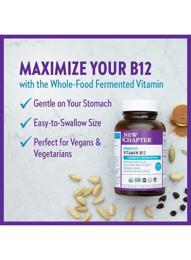 New Chapter Fermented Vitamin B12 1,000 mcg, USDA Organic, ONE Daily for Cellular Energy + Healthy Blood Cells, Certified Vegan, Gluten Free - 60 Count - Image 4
