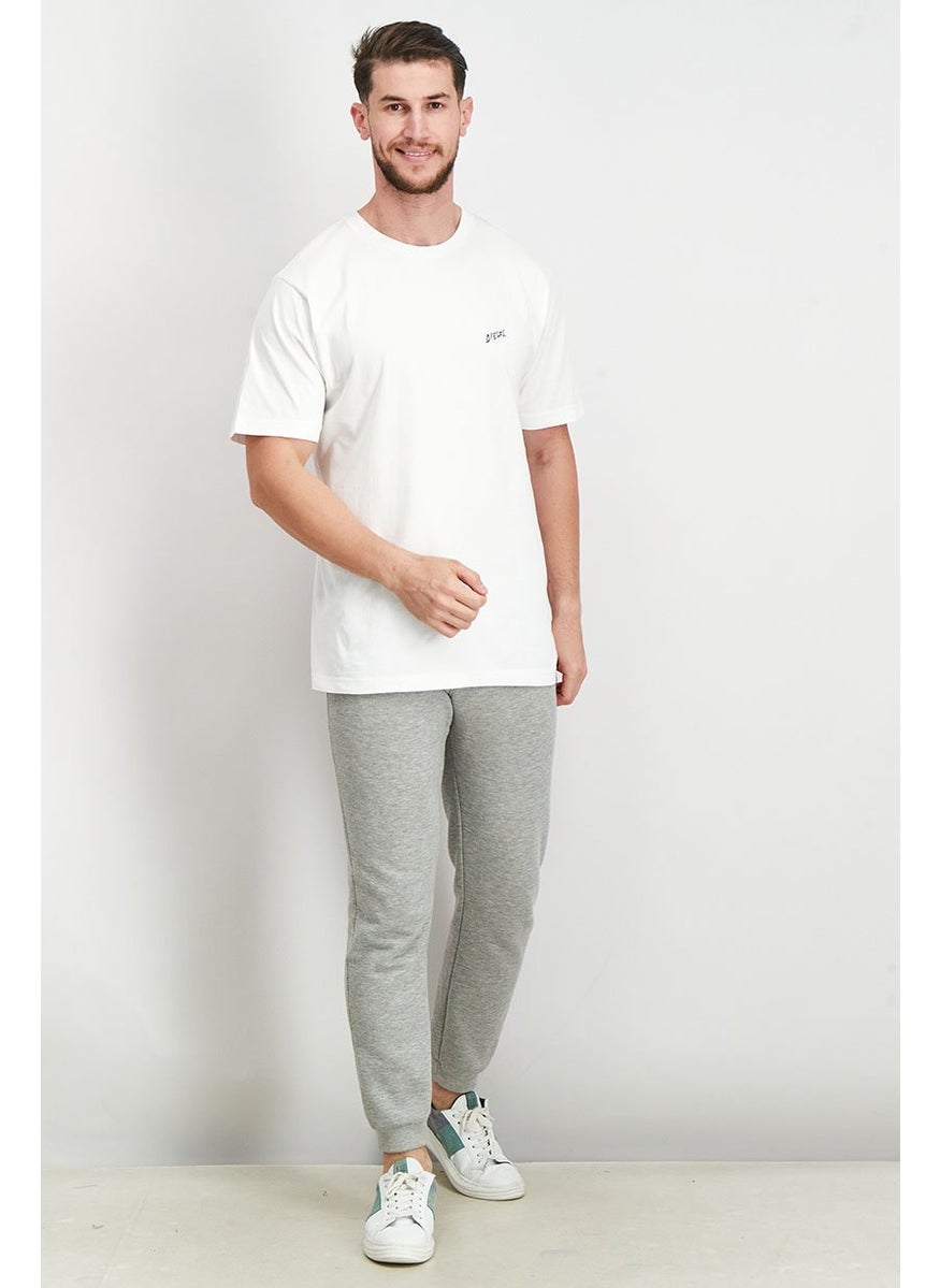 DIESEL Men Crew Neck Short Sleeve Graphic T Shirt, White  - Image 3