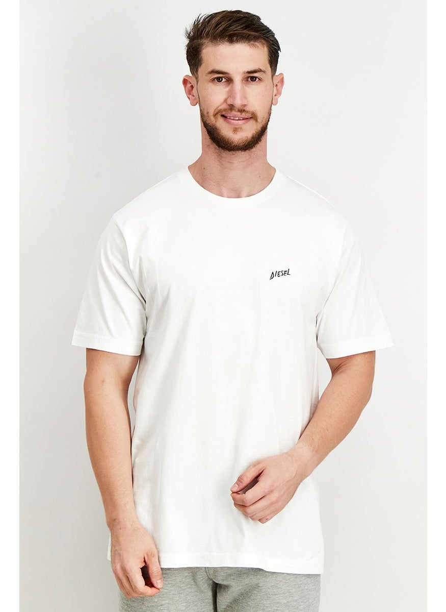 DIESEL Men Crew Neck Short Sleeve Graphic T Shirt, White  - Image 1