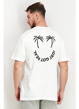 DIESEL Men Crew Neck Short Sleeve Graphic T Shirt, White  - Image 4