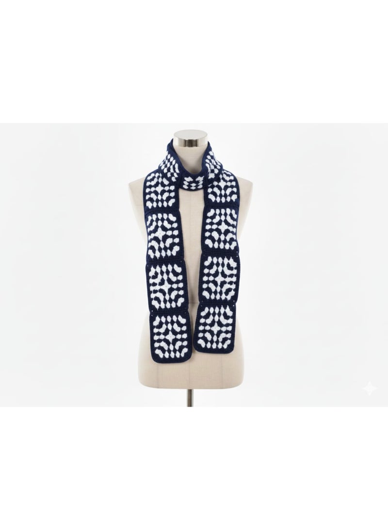 سكارف كروشيه يدوي شتوي - كوفية جراني سكوير صوف ناعم من كروشكا