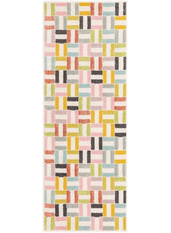 Unique Loom Whimsy Kids Collection Area Rug Chicklets (2' 2" X 6' 1" Runner Multi Black) - Image 3