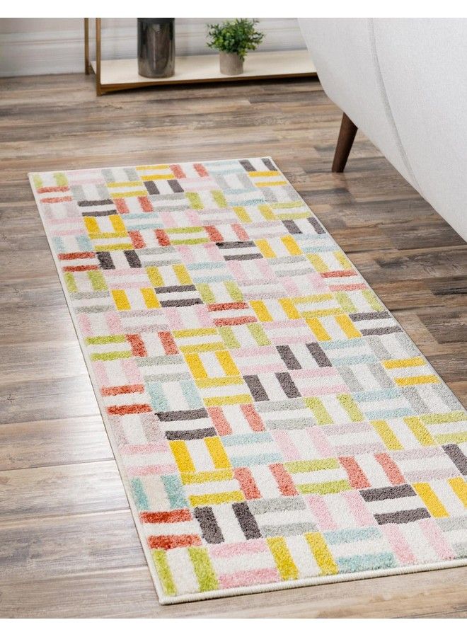 Unique Loom Whimsy Kids Collection Area Rug Chicklets (2' 2" X 6' 1" Runner Multi Black) - Image 2