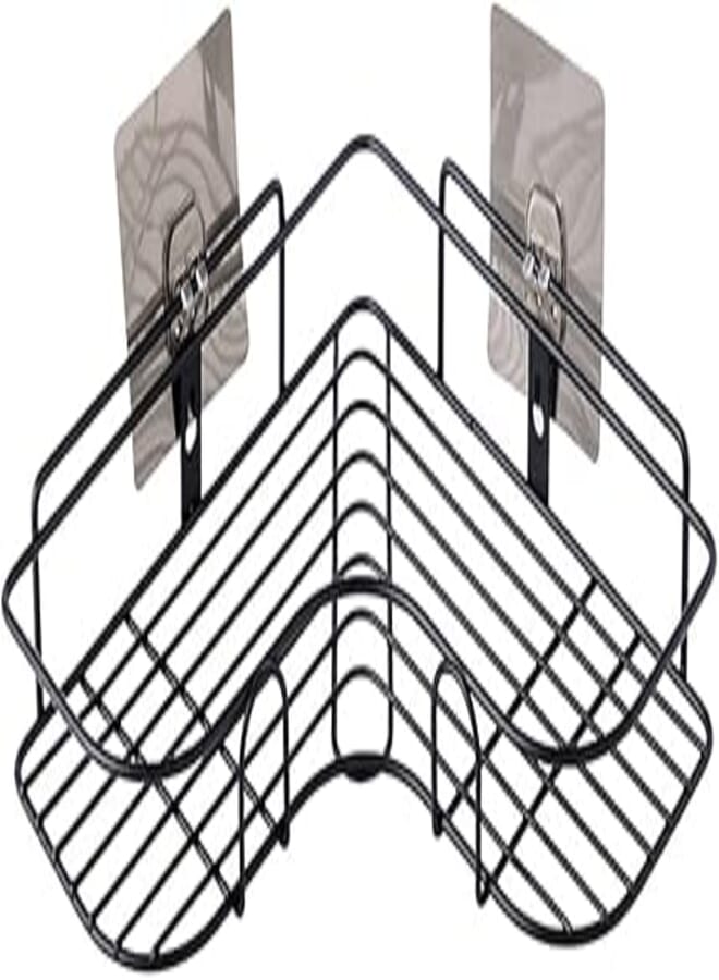 ULHYC Corner Shower Caddy, 2 Pack Adhesive Shower Organizer with 2 Hooks, Shower Shelf for Inside Shower, Stainless Steel Shower Rack for Bathroom Storage, Bathtub Organizer for Shower, No Drilling