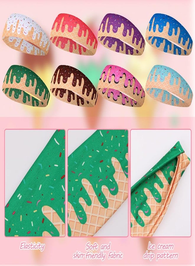 meiqidi 8 Pack Ice Cream Baseball Headband for Men & Women - Athletic Elastic Sweatbands Wicking Headbands for Baseball, Basketball, Football, Tennis, Gym - Sports Wristbands & Headbands for Adults Teens - Image 3