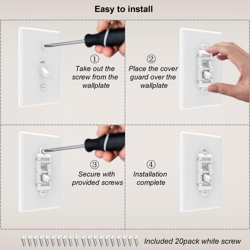 SOZULAMP Child Proof Light Switch Cover Guard 10 Pack - Unbreakable Toggle Switch Protector for Kids Safety, Smart Home & Security, 24/7 Protection,White - Image 5