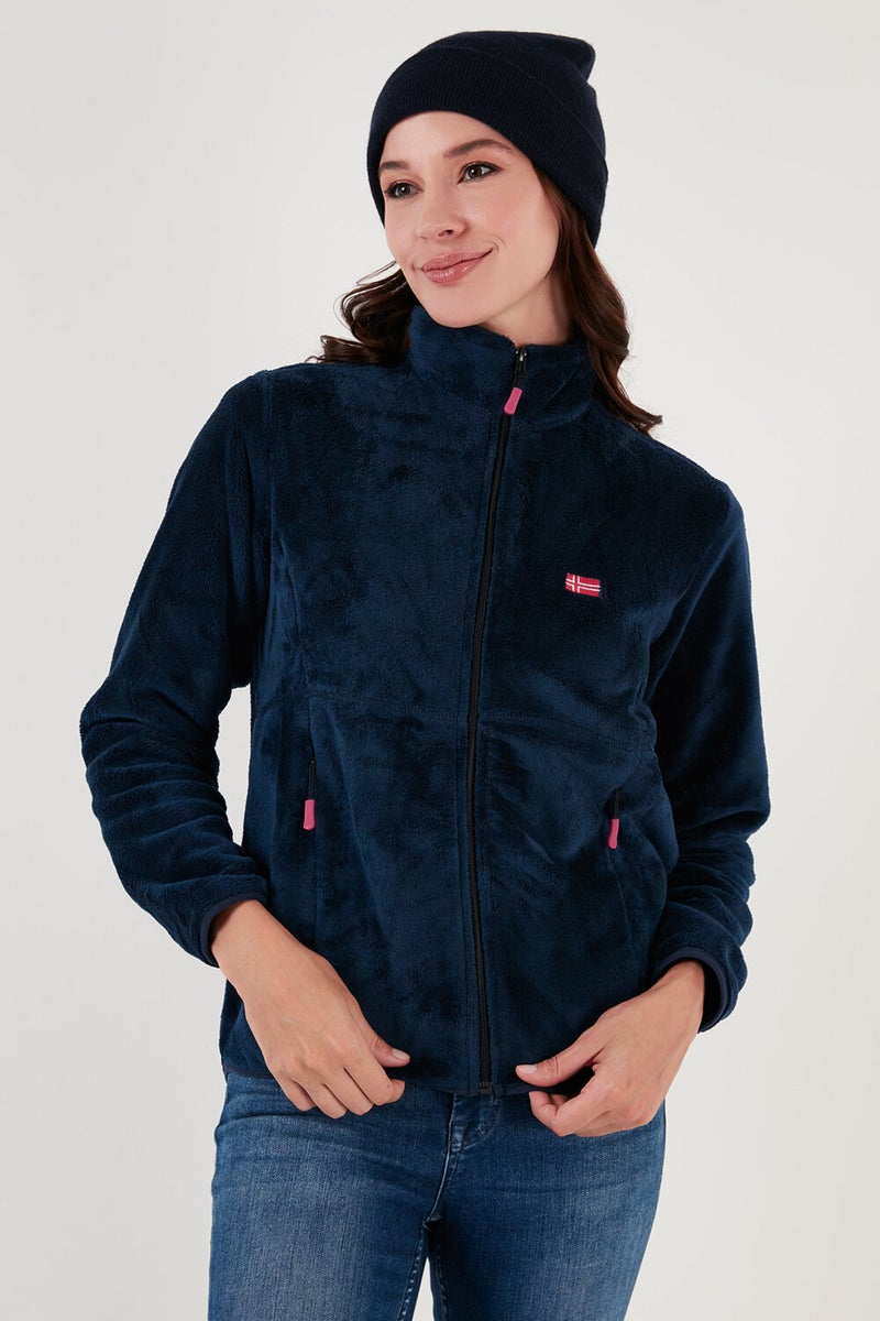 Lela Slim Fit Anti-Pilling Non-Pilling Soft Textured Zippered Fleece Cardigan Women's Cardigan 5907017 - Image 1