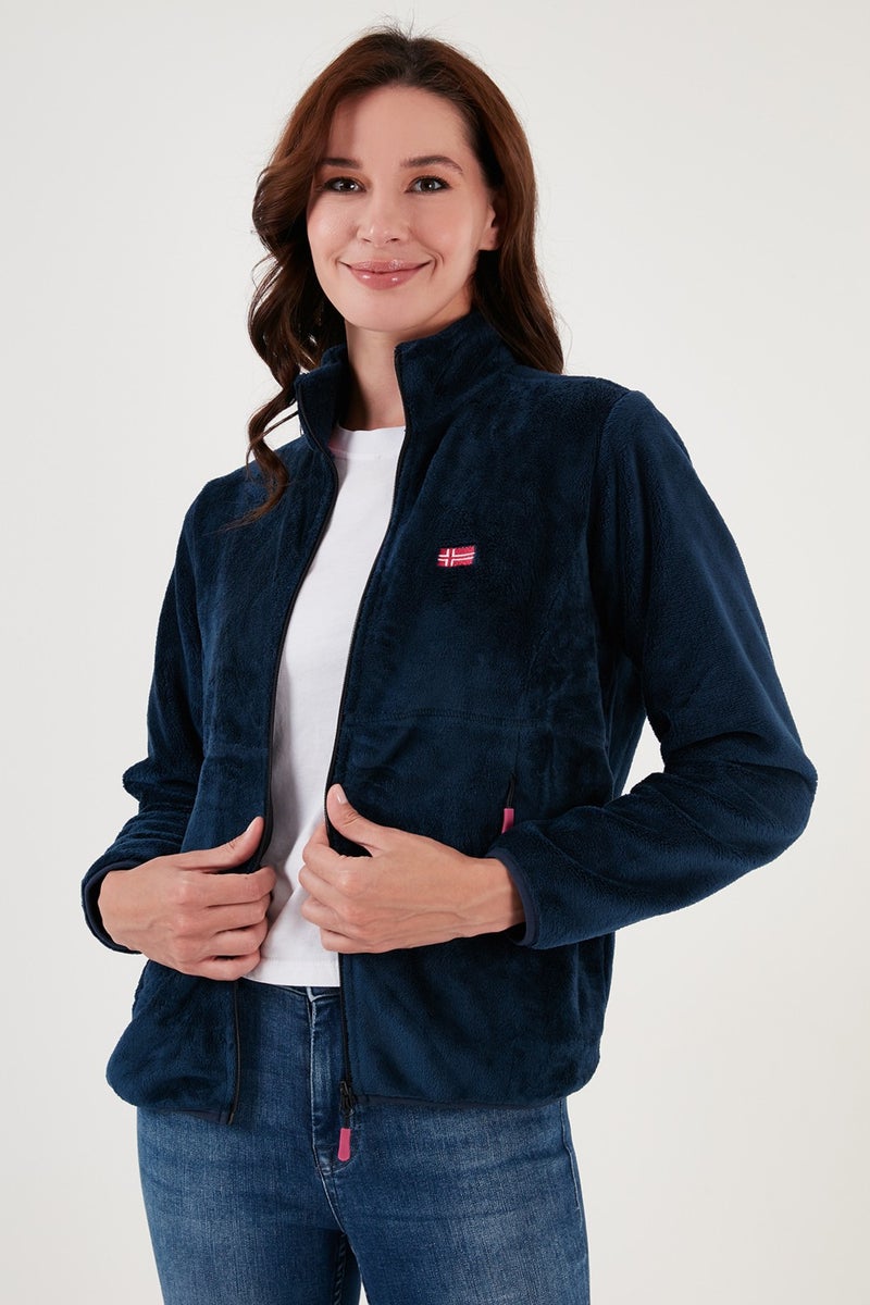 Lela Slim Fit Anti-Pilling Non-Pilling Soft Textured Zippered Fleece Cardigan Women's Cardigan 5907017 - Image 3