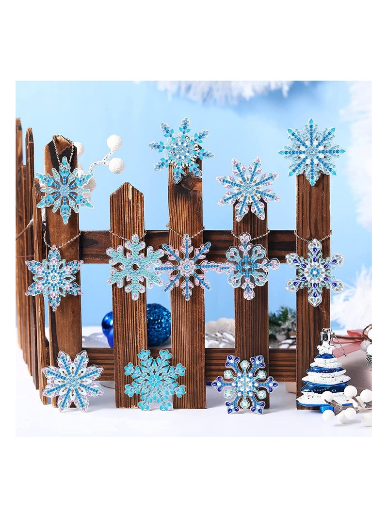 Y&D 12 Pcs 5D Snowflake Diamond Painting Keychain Full Drill Making Key Rings Art Keychains Pendant DIY Accessories  - Image 3