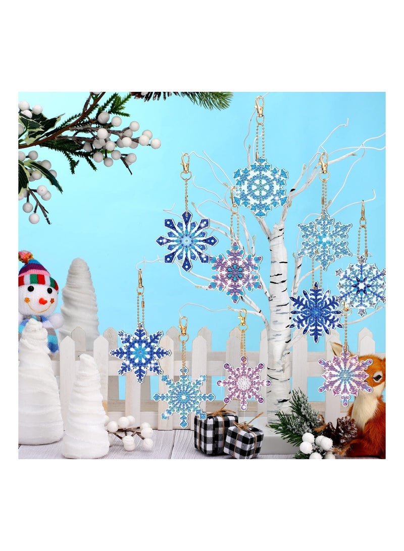 Y&D 12 Pcs 5D Snowflake Diamond Painting Keychain Full Drill Making Key Rings Art Keychains Pendant DIY Accessories  - Image 2