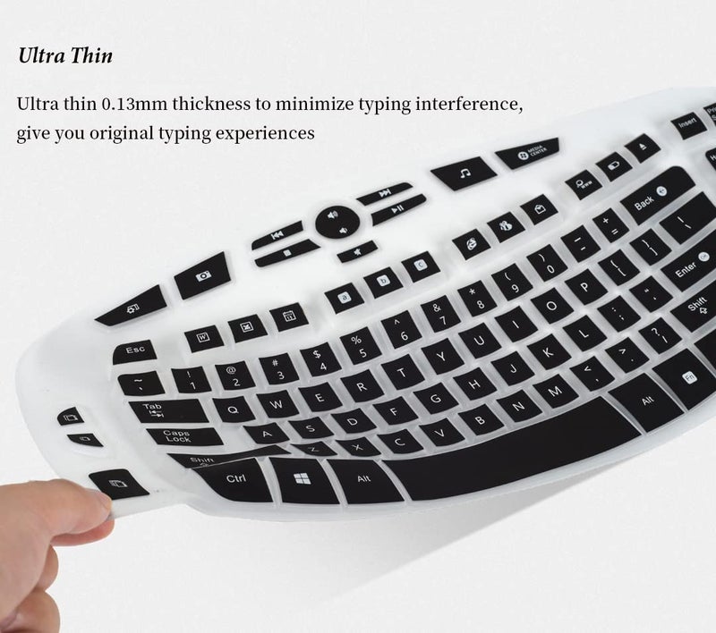 DAMMOMKO Keyboard Cover for Logitech K350 MK550 MK570 Wireless Wave Keyboard, Logitech K350 MK550 MK570 Wireless Keyboard Accessories Protective Skin -Black - Image 4