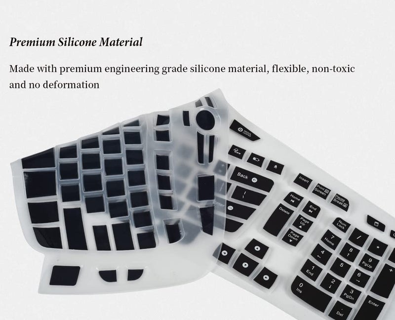 DAMMOMKO Keyboard Cover for Logitech K350 MK550 MK570 Wireless Wave Keyboard, Logitech K350 MK550 MK570 Wireless Keyboard Accessories Protective Skin -Black - Image 3
