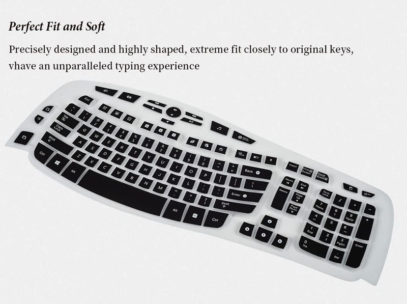 DAMMOMKO Keyboard Cover for Logitech K350 MK550 MK570 Wireless Wave Keyboard, Logitech K350 MK550 MK570 Wireless Keyboard Accessories Protective Skin -Black - Image 2