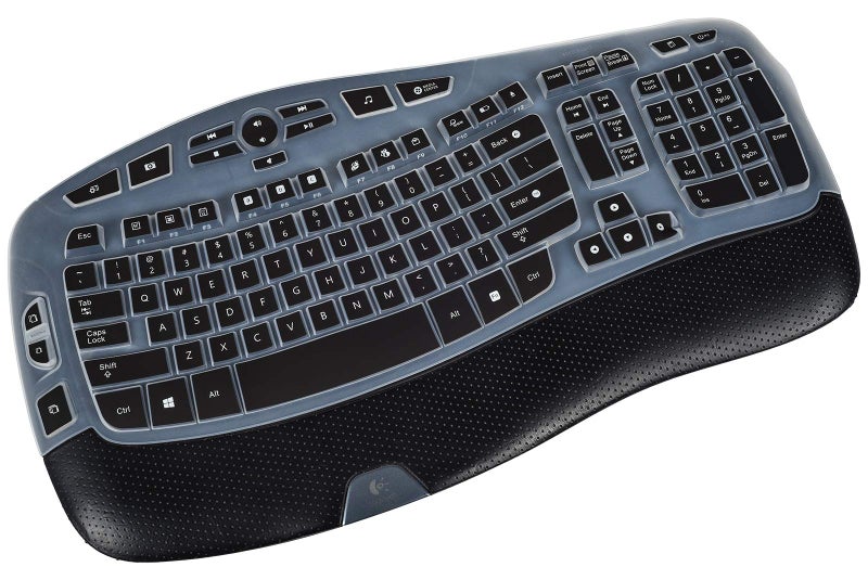 DAMMOMKO Keyboard Cover for Logitech K350 MK550 MK570 Wireless Wave Keyboard, Logitech K350 MK550 MK570 Wireless Keyboard Accessories Protective Skin -Black - Image 1