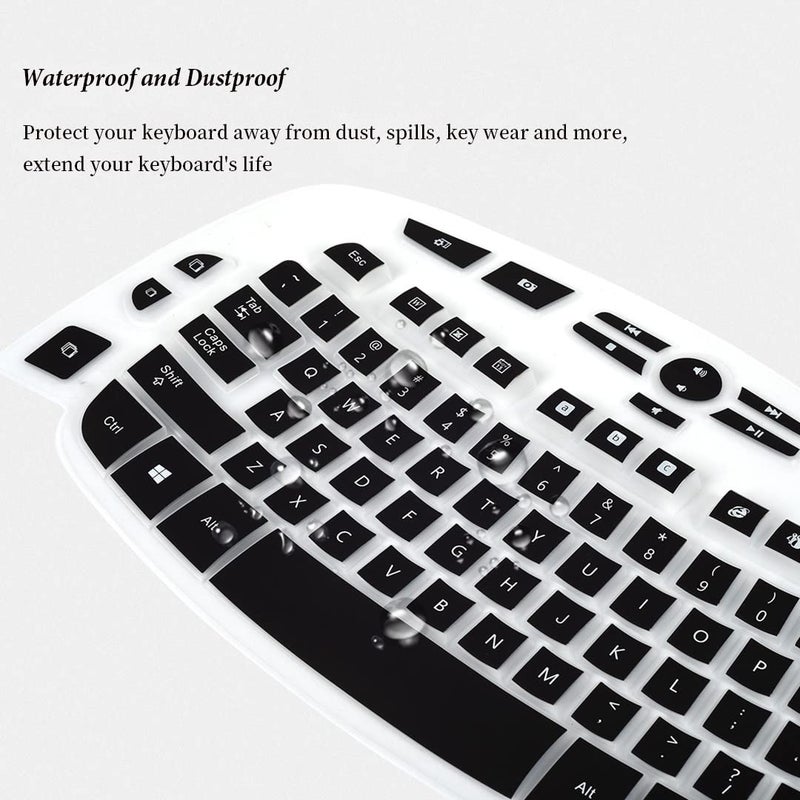 DAMMOMKO Keyboard Cover for Logitech K350 MK550 MK570 Wireless Wave Keyboard, Logitech K350 MK550 MK570 Wireless Keyboard Accessories Protective Skin -Black - Image 5