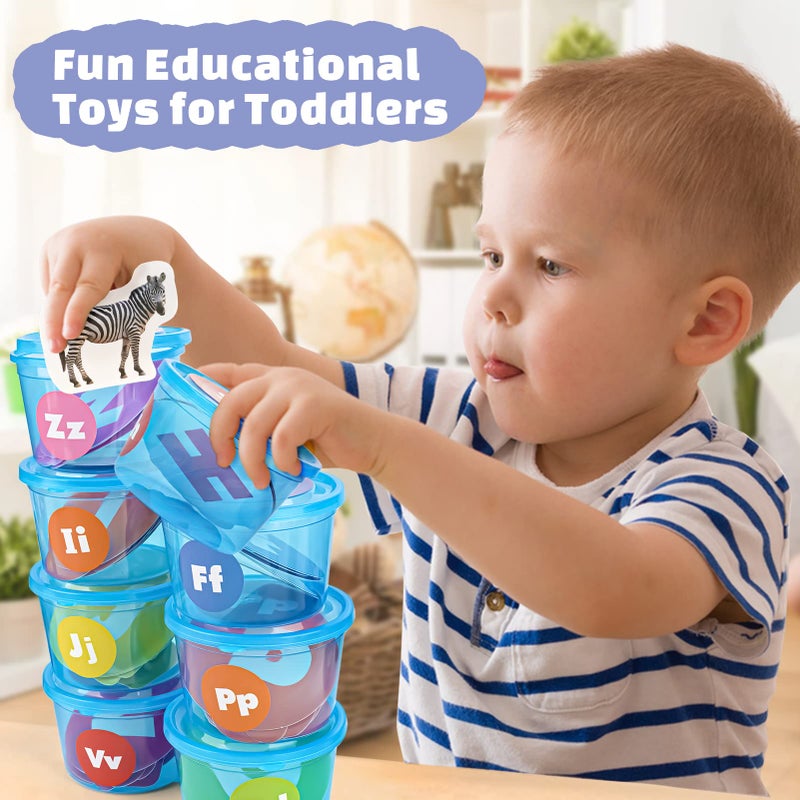 Joyreal Alphabet Learning Toys for Toddlers - 26 Alphabet Soup Sorters with 245 Flash Cards for Early Letter Awareness & Recognition - Fun Education Classroom Supplies Alphabet Sounds Teaching Games - Image 5